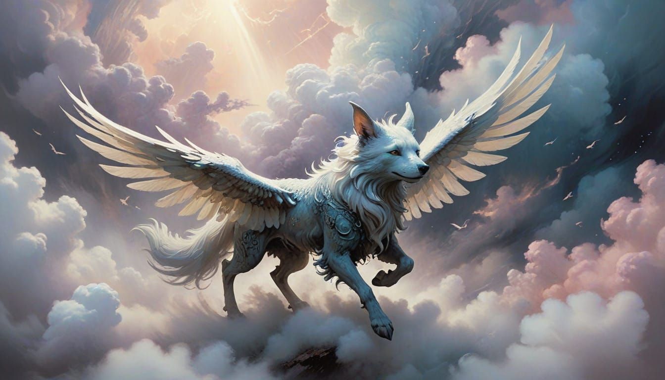 Whimsical Pupluk in Ethereal Cloudscape