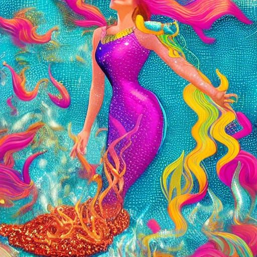 Glamorous Mermaid in Surrealist Dreamworld