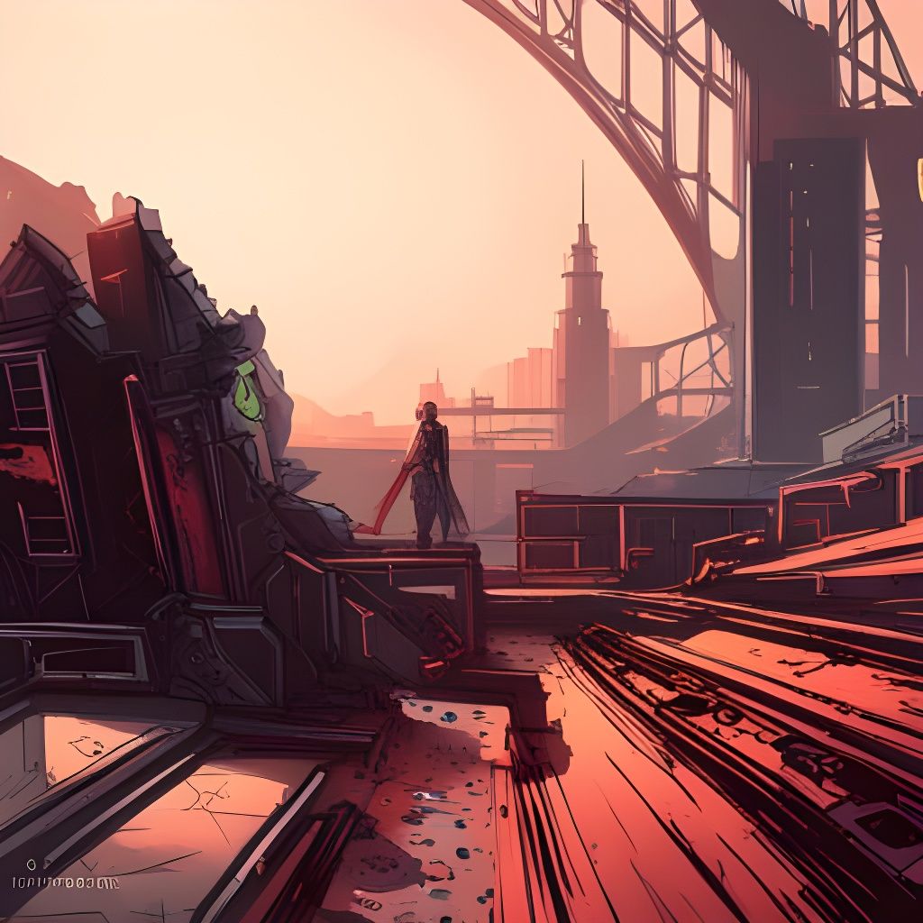 Cyberpunk Zombie Attacks in Bridge Ruins