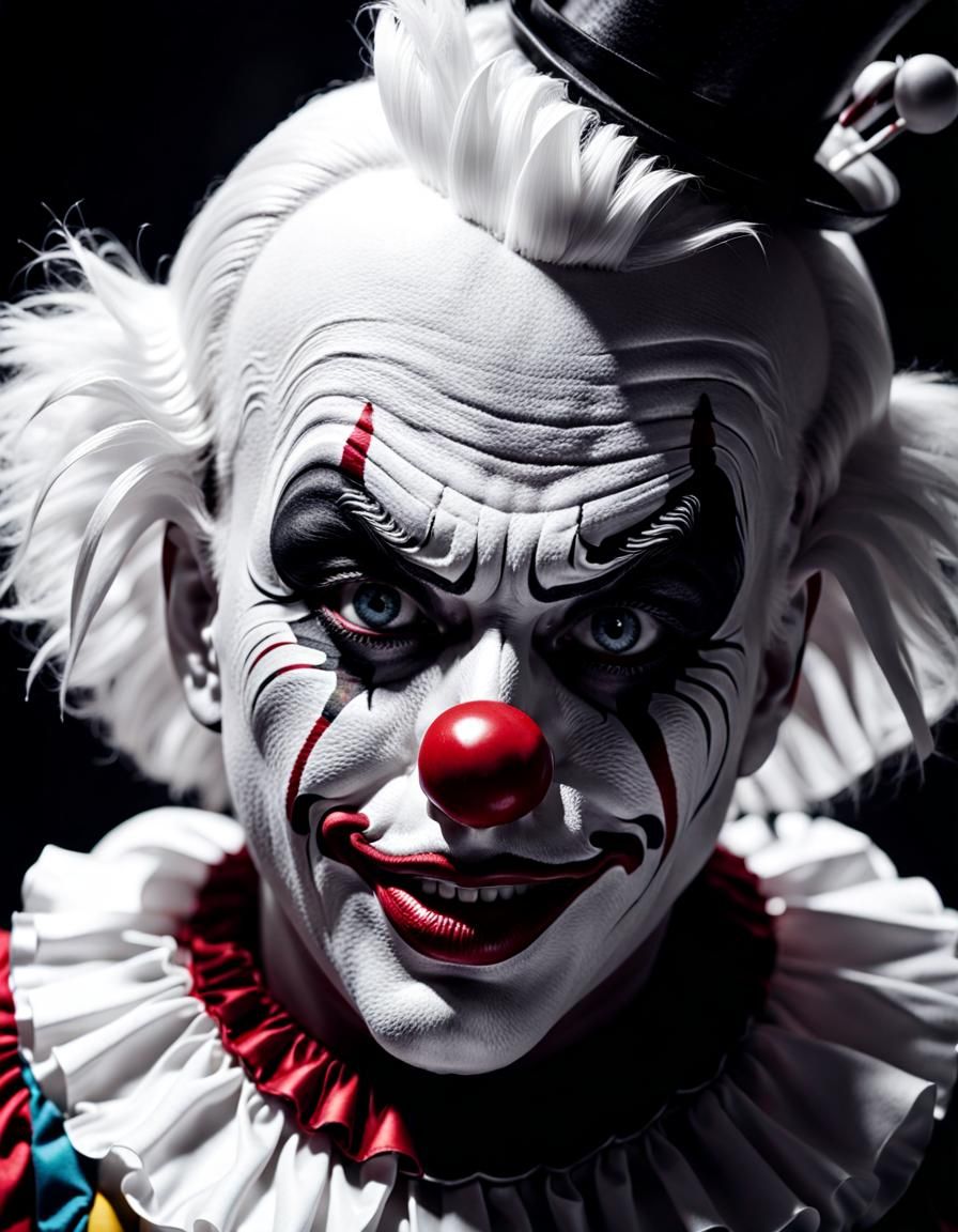 Emotional Clown in Black and White, 8K