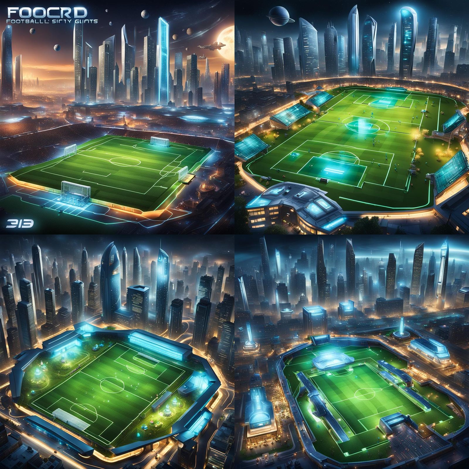 Futuristic Football Stadium in Advanced City