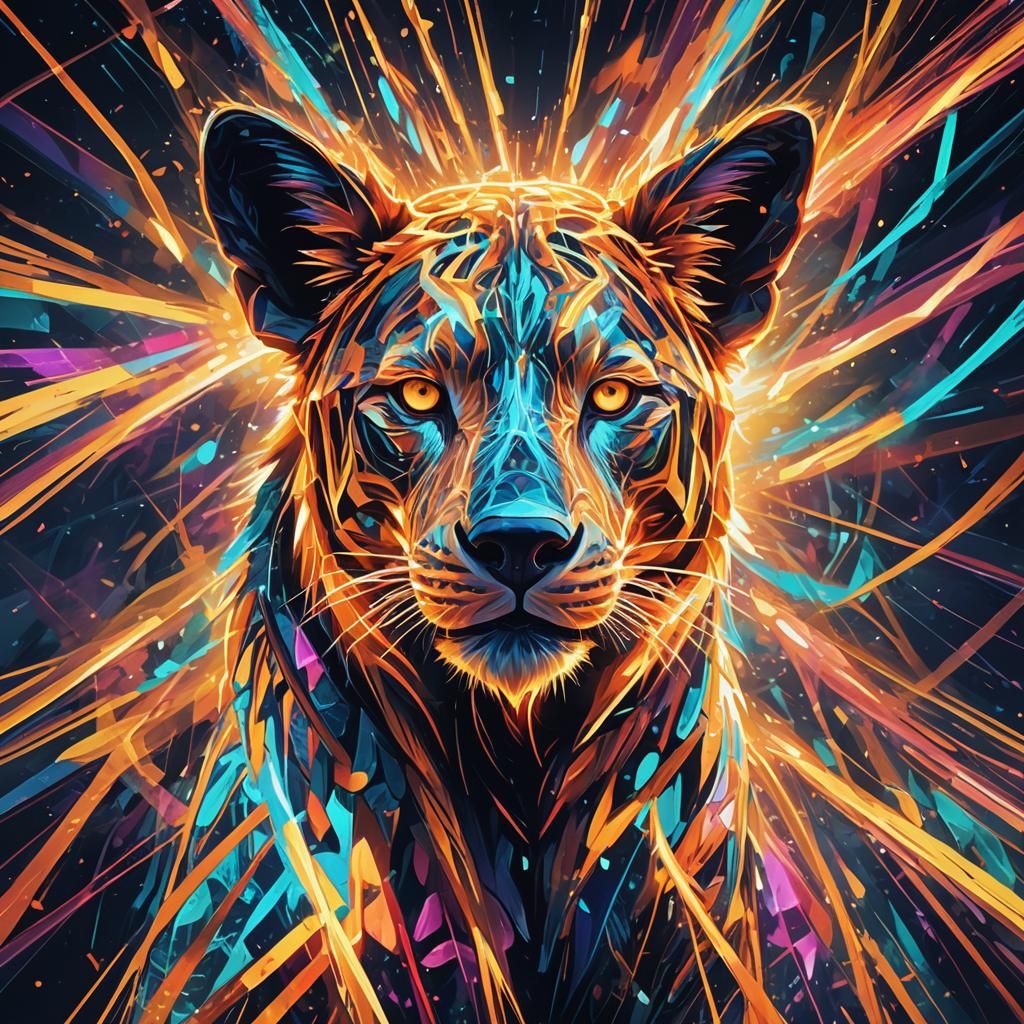 Luminous Animal in Abstract Expressionism Style