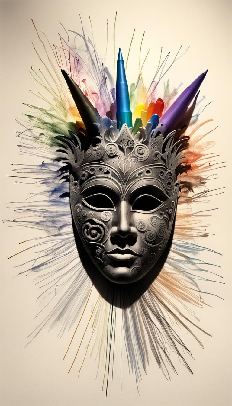 Surreal Childhood Mask Rayograph with Rainbow Fairy