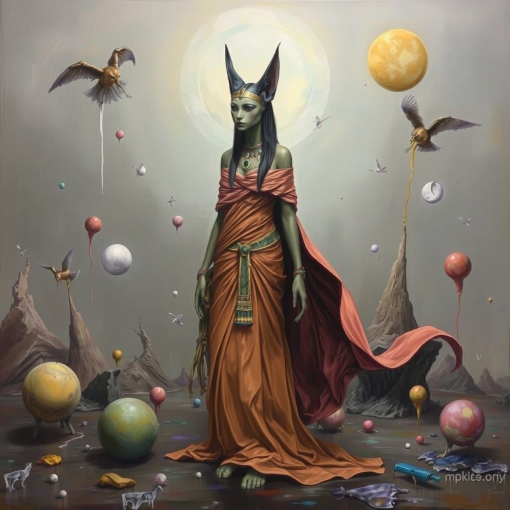 Surreal Bastet: A Dreamlike Oil Painting