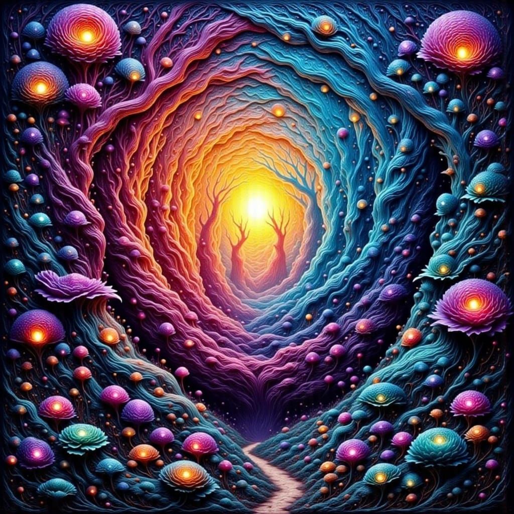 Vibrant Fractal Symphony in Neon Bioflux Aesthetic