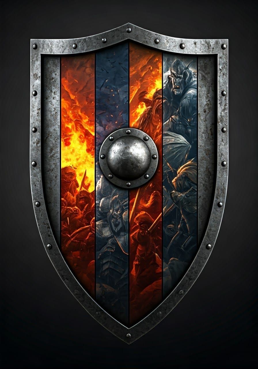 Medieval Fantasy Shield in Hyperrealistic Art Style