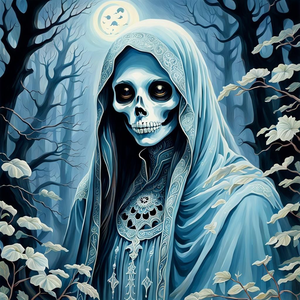 Ethereal Ghost in Detailed Gouache Painting