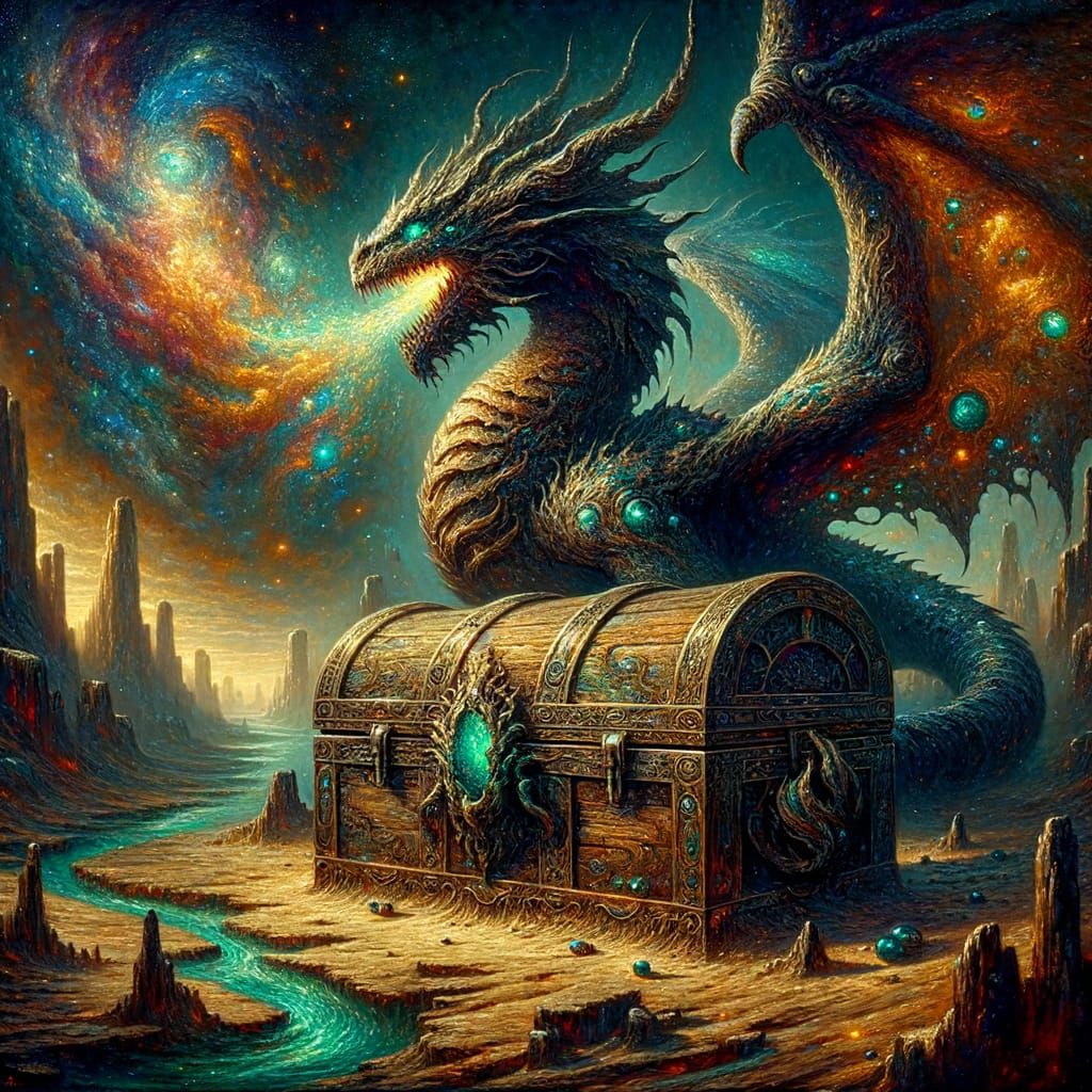 Obsidian Dragon Guards Petrified Treasure Chest