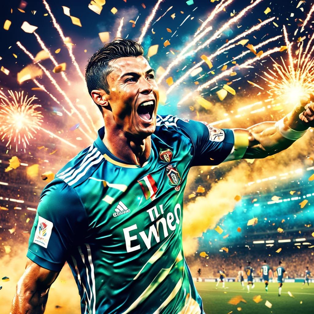 Cristiano Ronaldo Celebrates Goal in Stadium