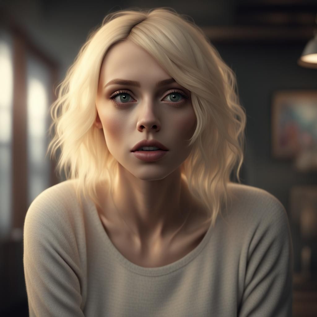 Hyperrealistic Blonde Woman Portrait in 4K