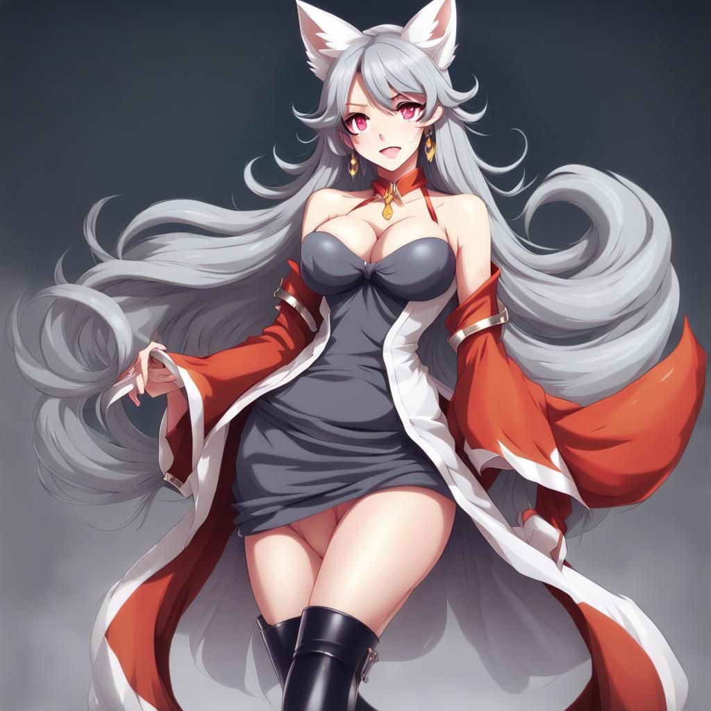 Anime Kitsune Goddess in Key Visual Style