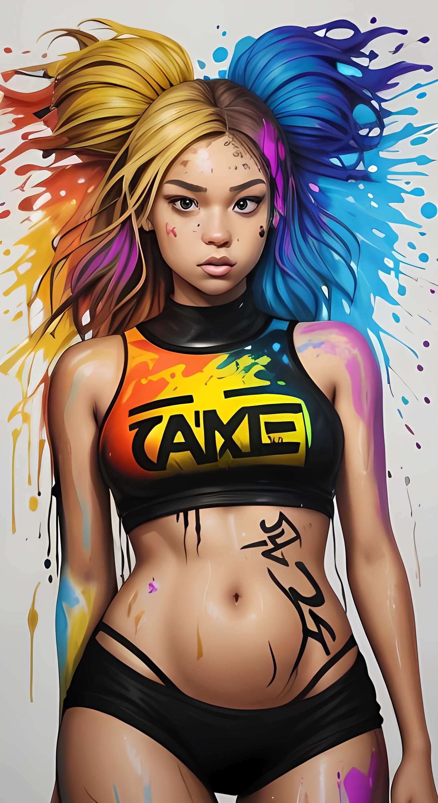 Graffiti Art Portrait with Polychromatic Details