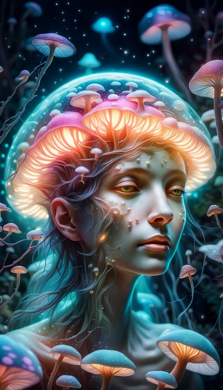 Surreal Bioluminescent Forest in Neon Lighting