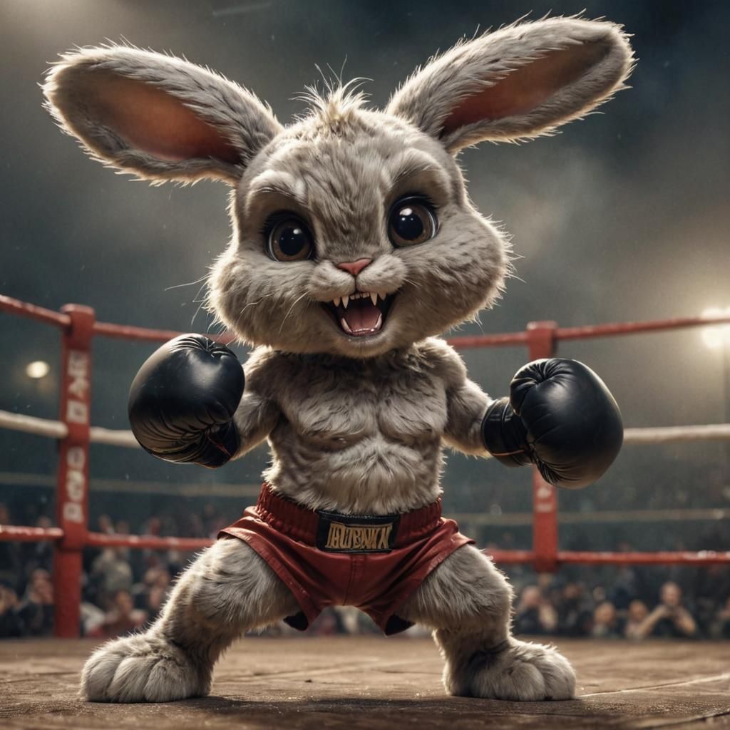 A rabbit boxing