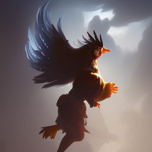 Chicken Duck Woman Hybrid in Dark Fantasy Style