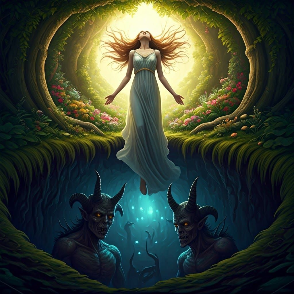 Fantasy Garden Paradise Versus Dark Abyss