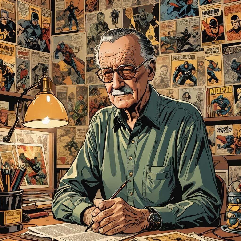 Stan Lee Illustration in Graphic Novel Style