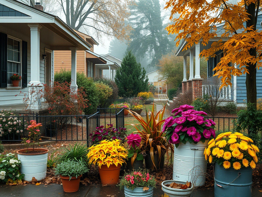 North Carolina Suburbs in November Rain and Fog