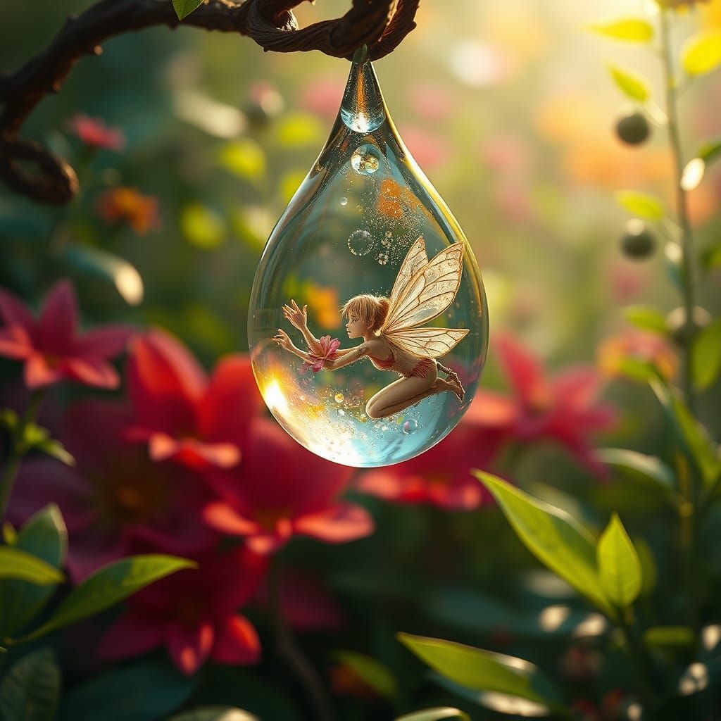 Fairy in Dewdrop: Matte Painting by Concept Artists