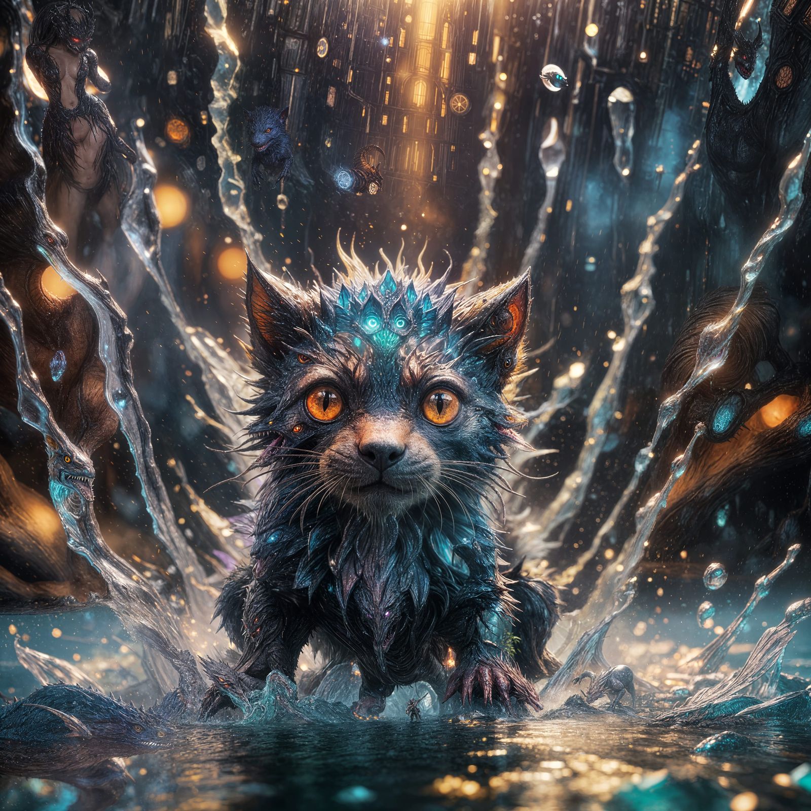 Furry Creature's Transformation: A Detailed Matte Painting