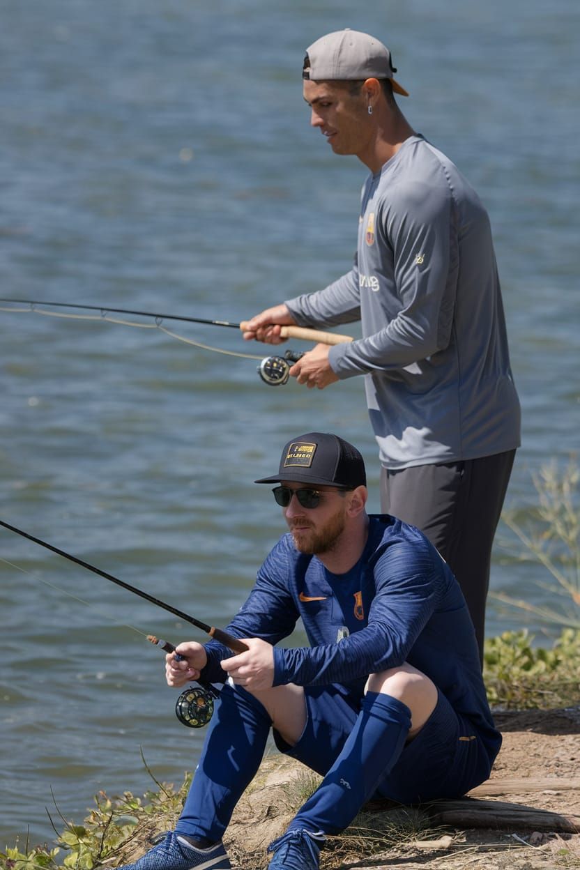 Messi and Ronaldo Enjoy a Relaxing Day of Fishing