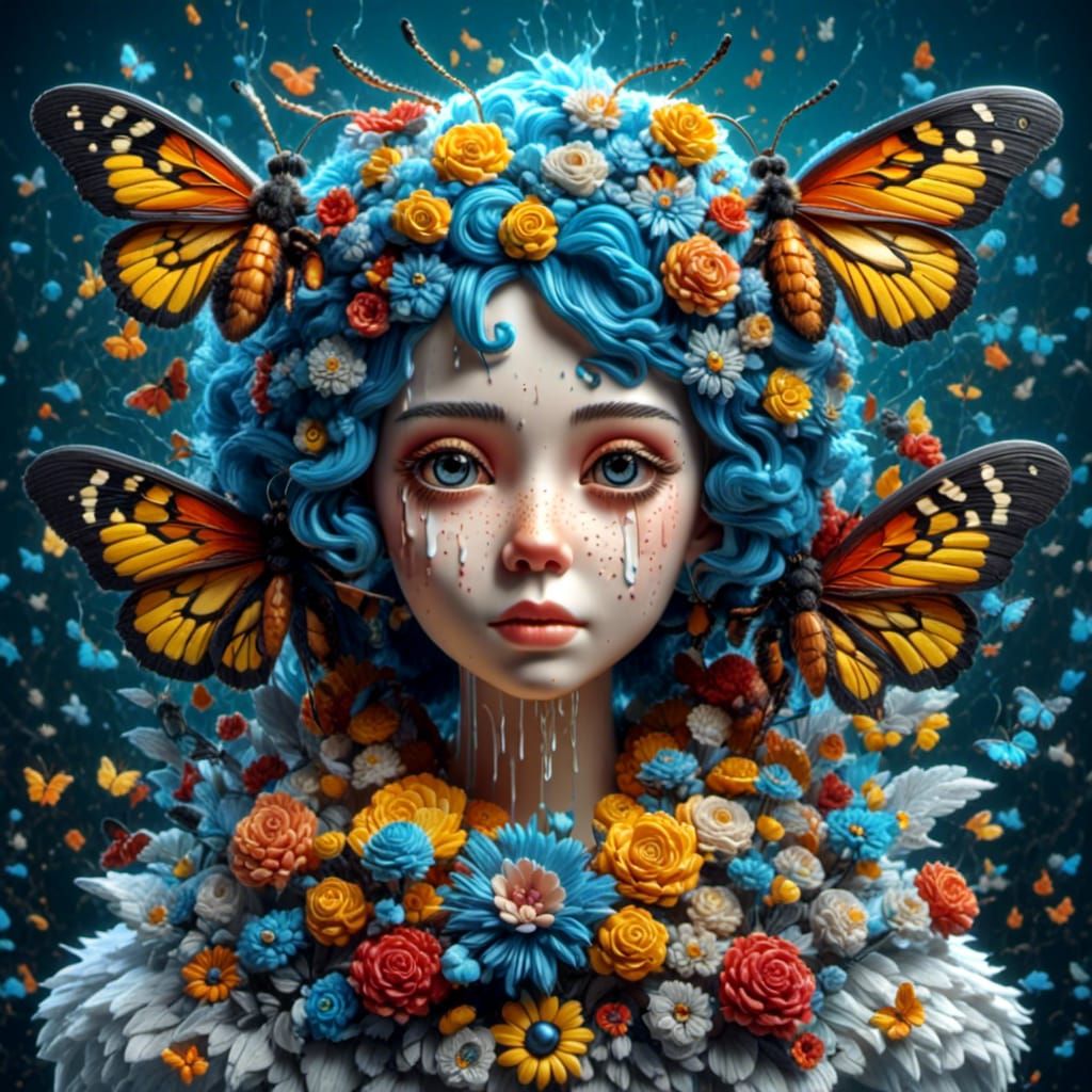 Pop Art Woman with Tears Digital Painting