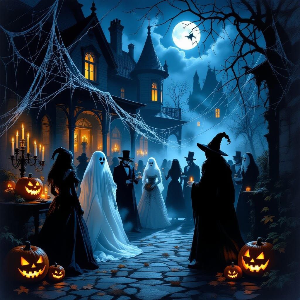 Spooky Haunted Mansion Birthday Party Oil Painting