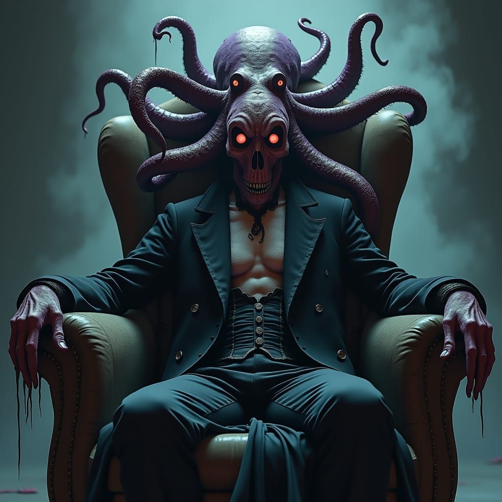 Vampire with Octopus in Gothic Dark Romanticism Style