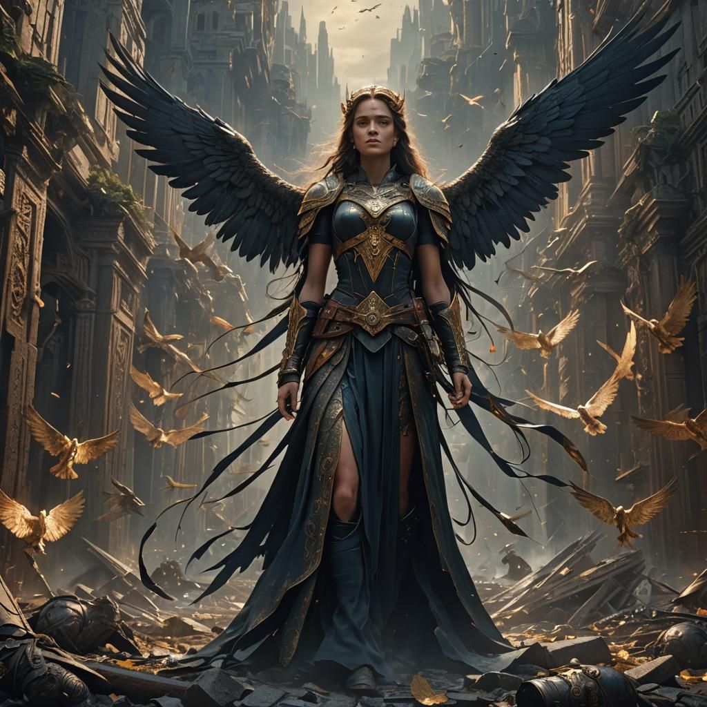 Dramatic Fallen Aasimar Digital Matte Painting
