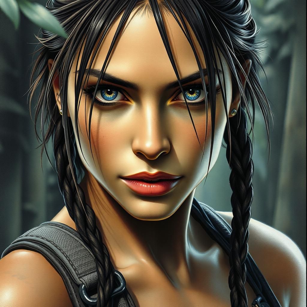 Lara Croft Jungle Illustration in Luis Royo Style