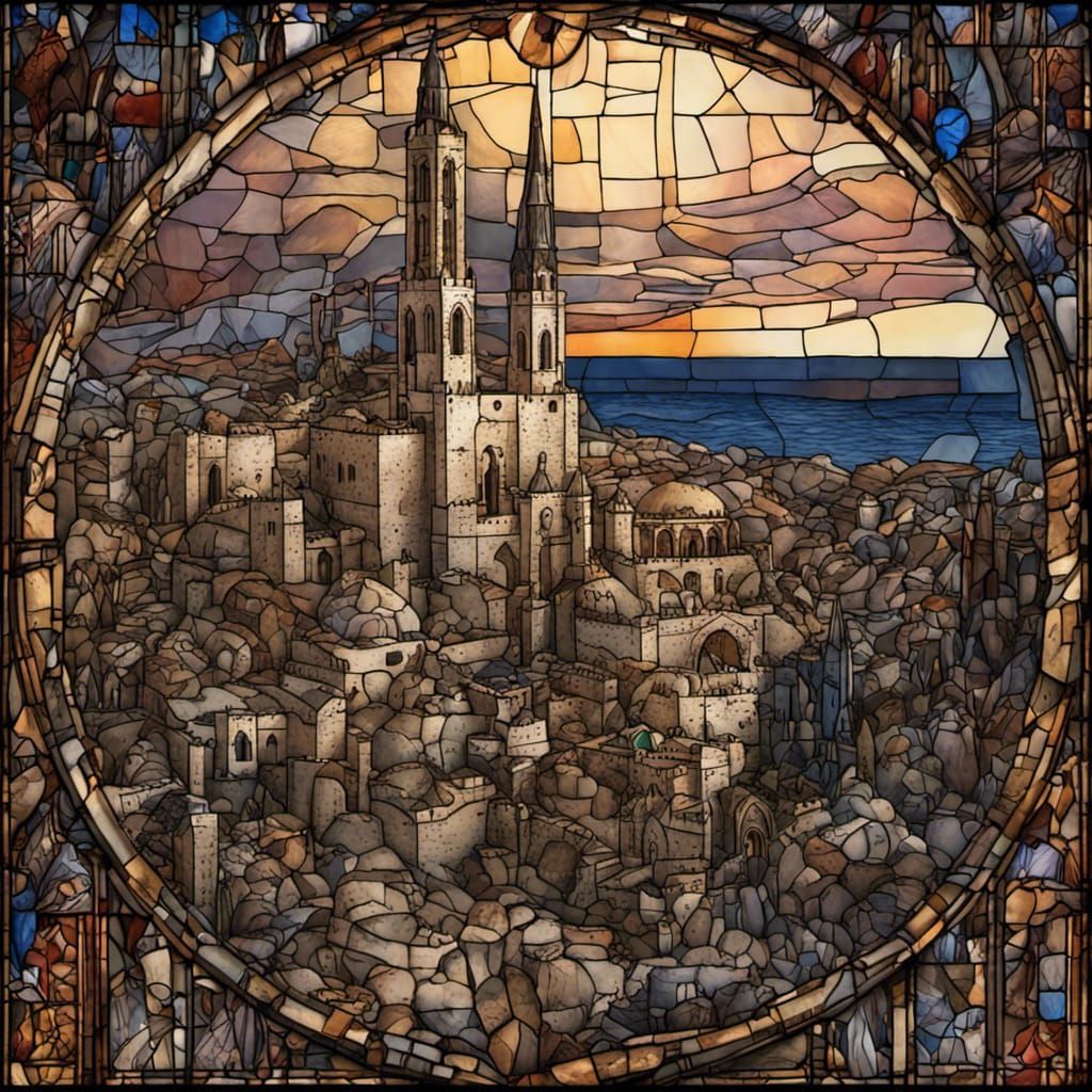Stained Glass Scene of the Crusades