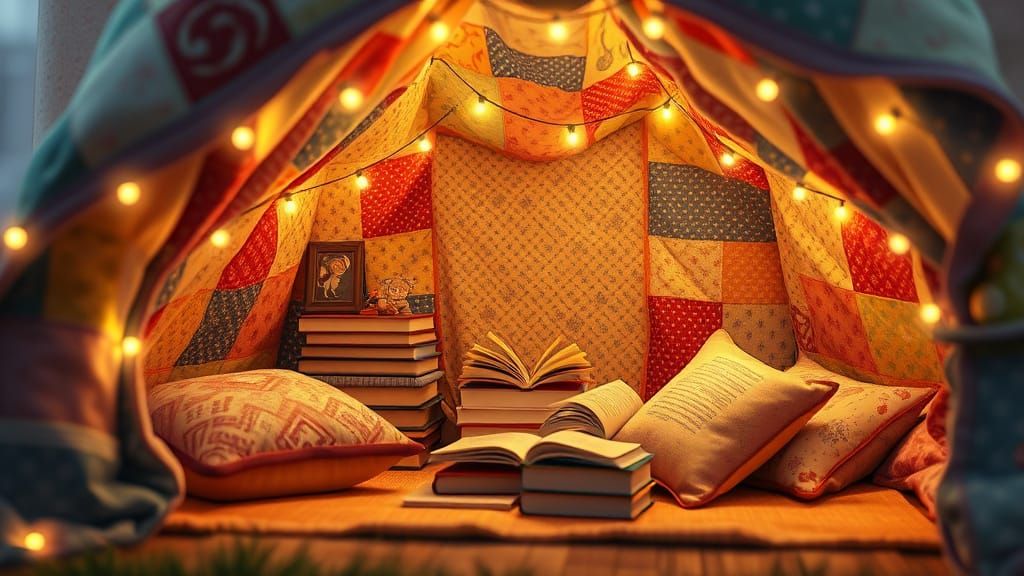 Whimsical Blanket Fort in 3D Shading