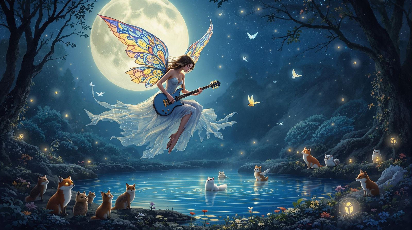Mystical Faerie Performs Moonlit Serenade in Enchanted Fores...