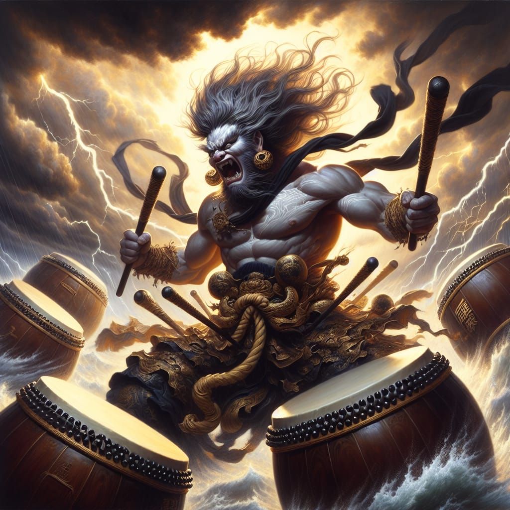 Raijin: God of Thunder in Romantic Style