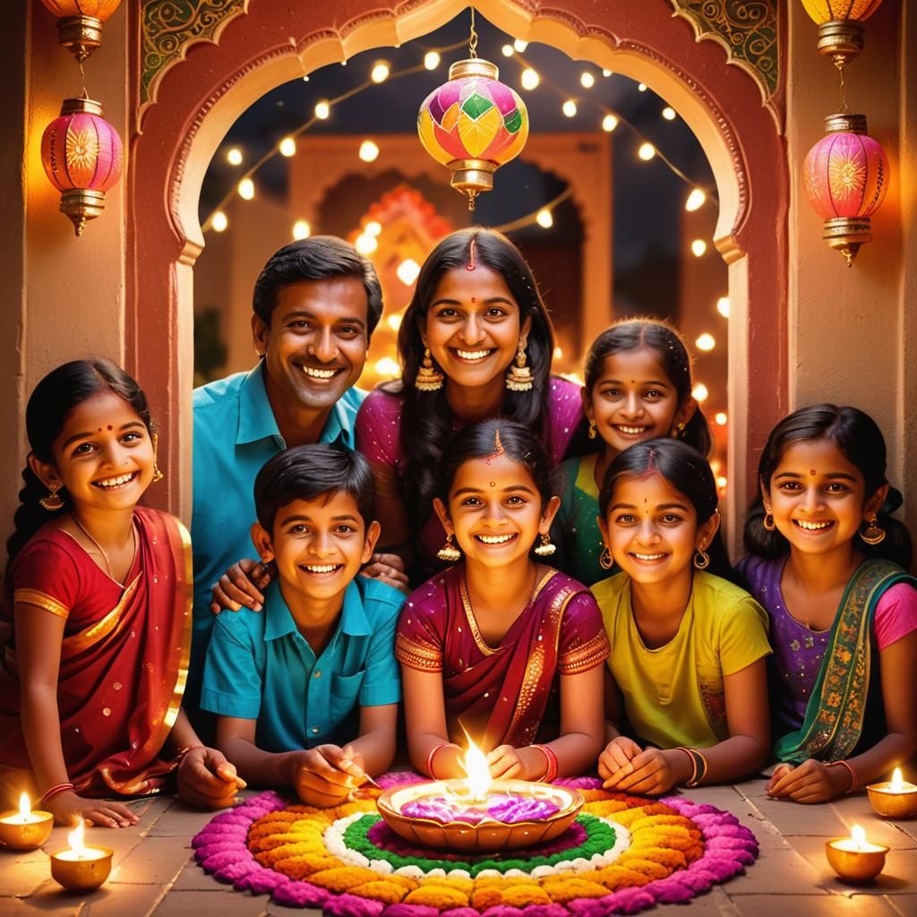 Diwali Celebration: Family, Lights, and Festive Joy