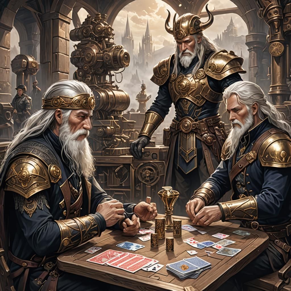 Odin and Wodan Card Game in Steampunk Valhalla