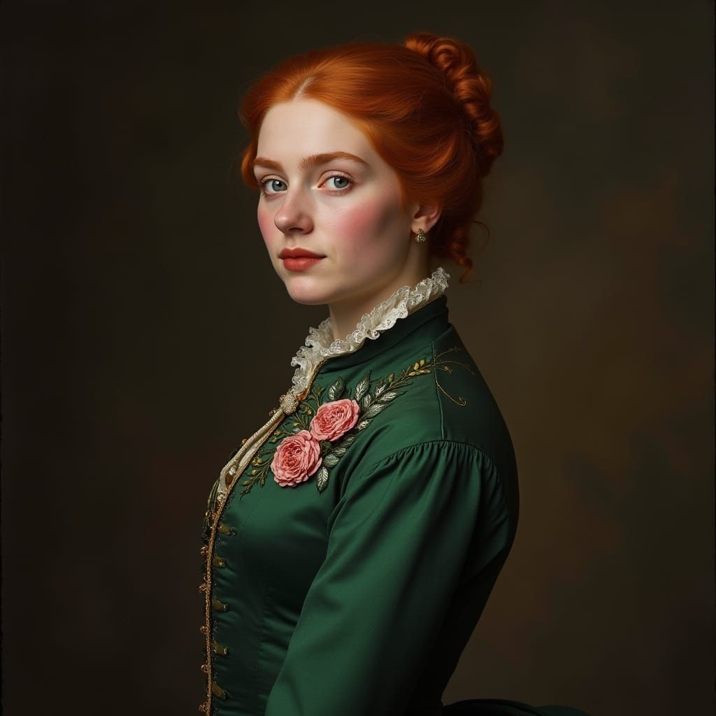 1780s Lady in Dark Green Caracol Jacket
