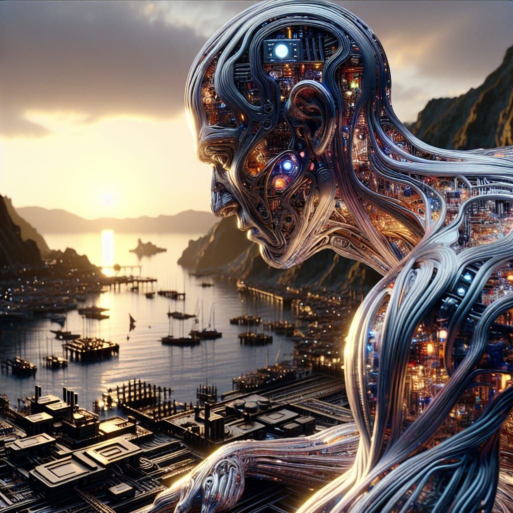 Laig Bay's Futuristic Vista in Hyperrealism