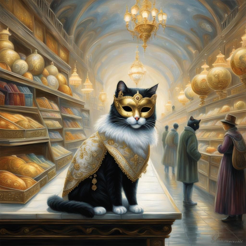 Cat in Venetian Mask for Carnival