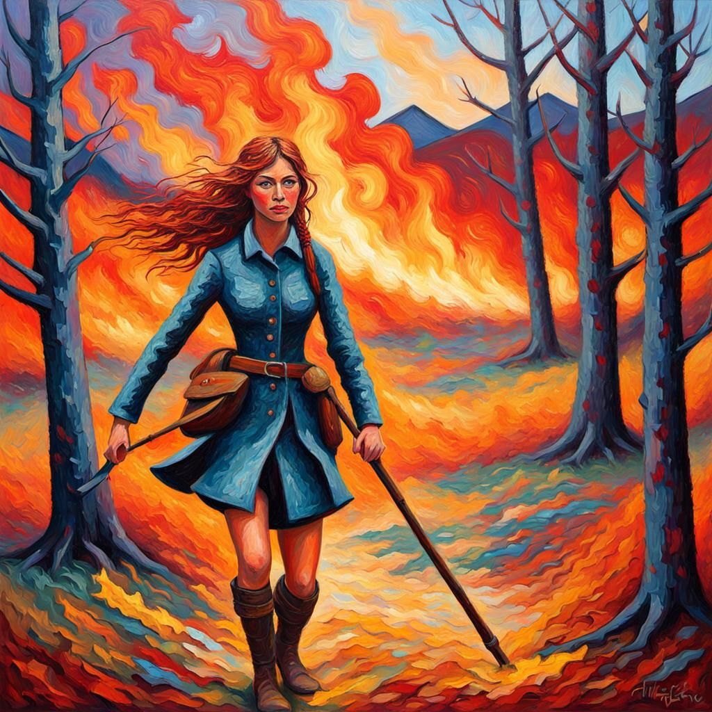Wildfire Huntress in Expressionist Style