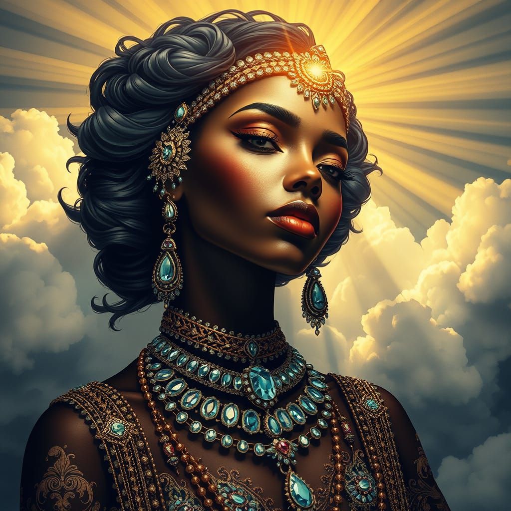 Bejeweled Black Woman in Divine Sunshine