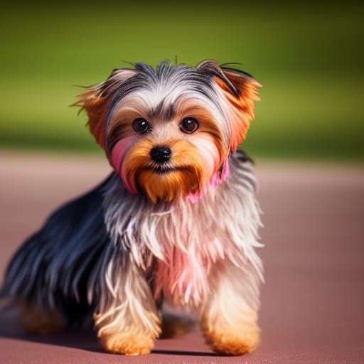 Pink Yorkie Poo Dog Portrait