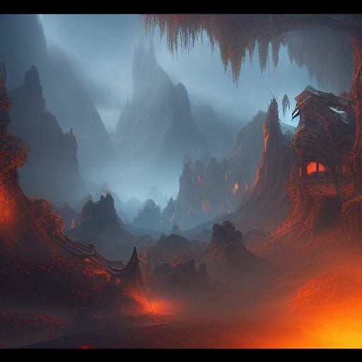 Fantastical Shadows in Deep Color, Detailed Matte Painting