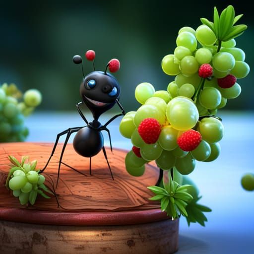 Cute Ants and Fruits in Holographic Astral Style
