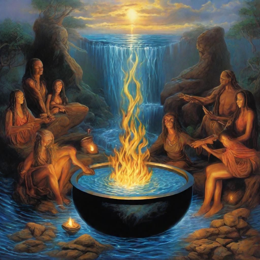 Mythical Elements Converge in a Witch's Cauldron