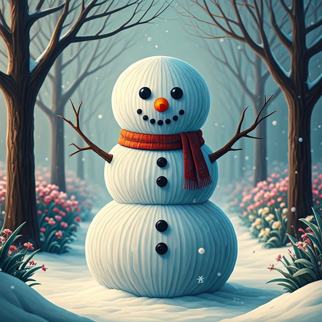 Surreal Winter Wonderland Scene in Origami-Style Papercraft