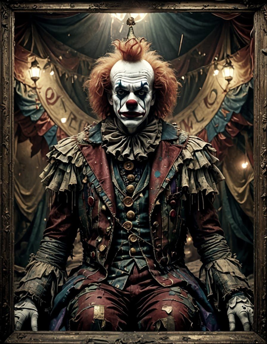Sad Clown in Detailed Matte Painting Style