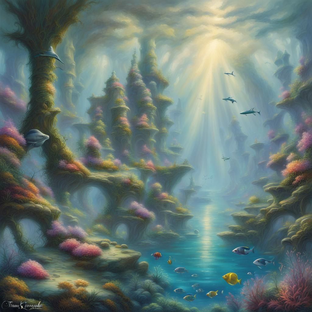 Ethereal Underwater Realm in Hyperdetailed Fantasy Style