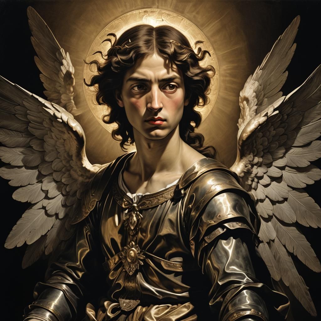 Guardian Angel in Baroque Chiaroscuro Photograph