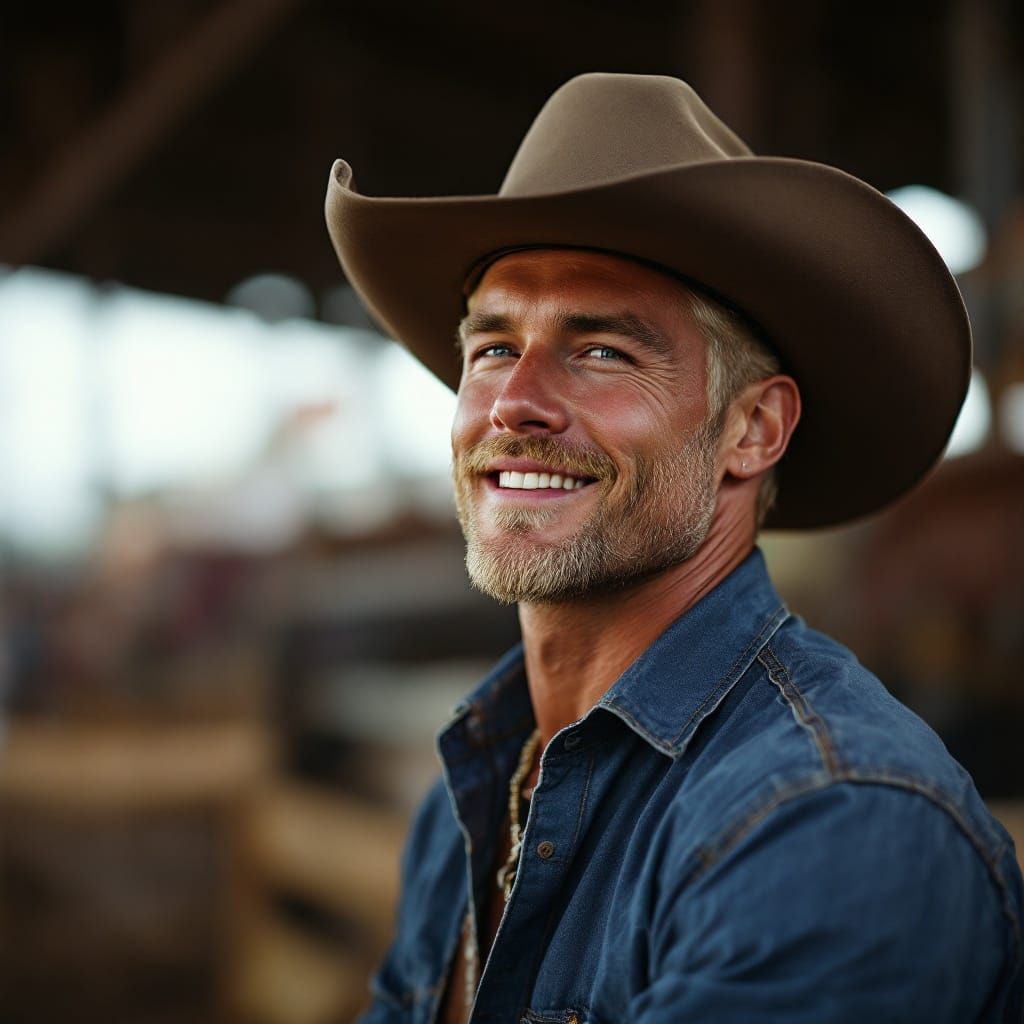 Handsome Cowboy in Rodeo Hat